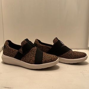 Clarks CushionFeel Cheetah Print Slip On Sneakers
